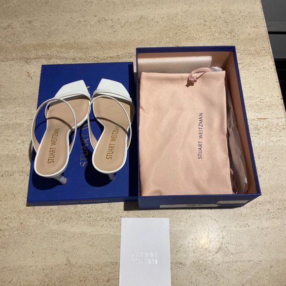 Stuart Weitzman White Leather Aleena 75 Size 7.5 - Picture 6 of 6